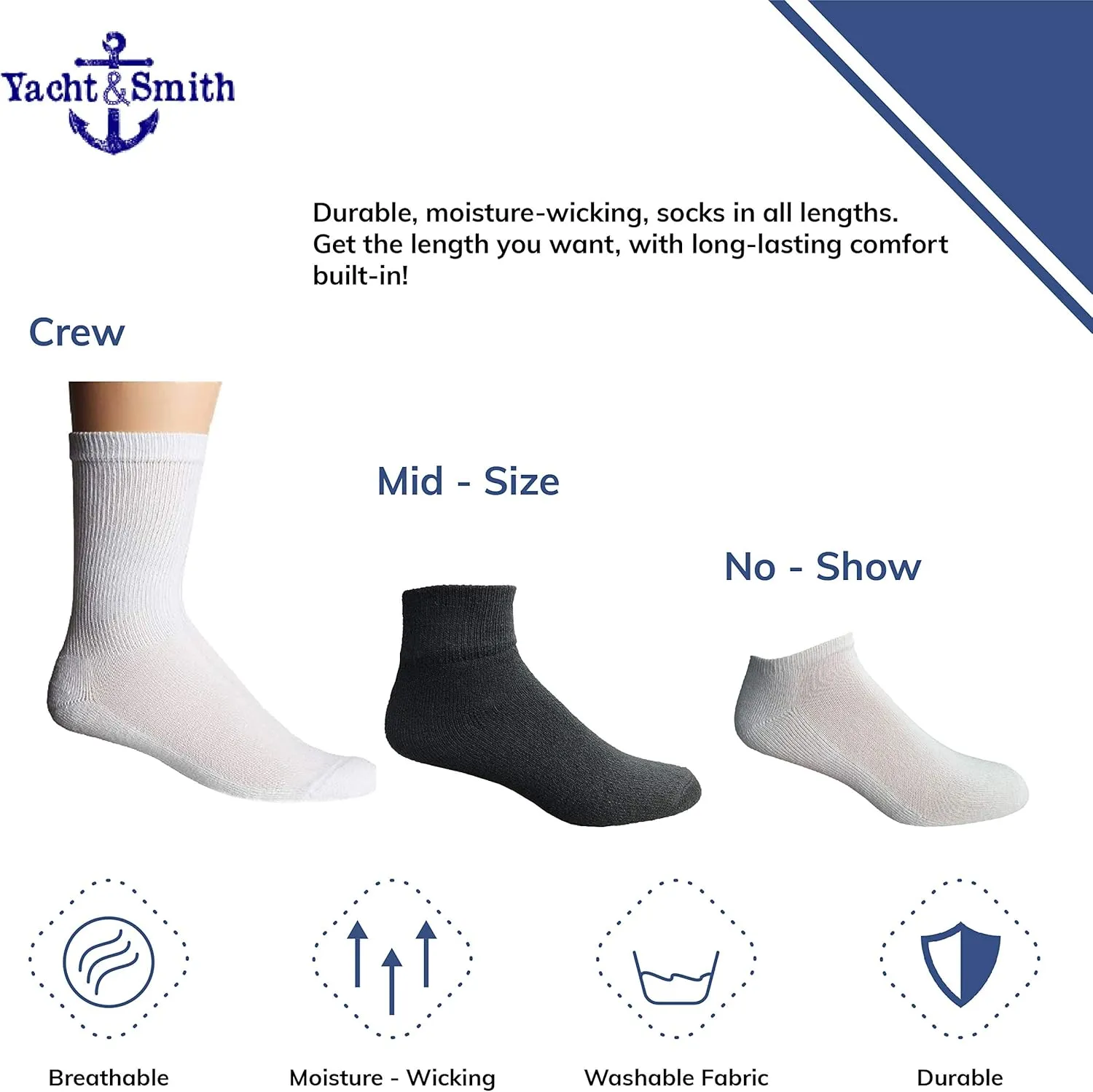 120 Pairs Of Yacht & Smith Mens Wholesale Bulk No Show Ankle Socks, Cotton Sport Athletic Socks - Size 10-13