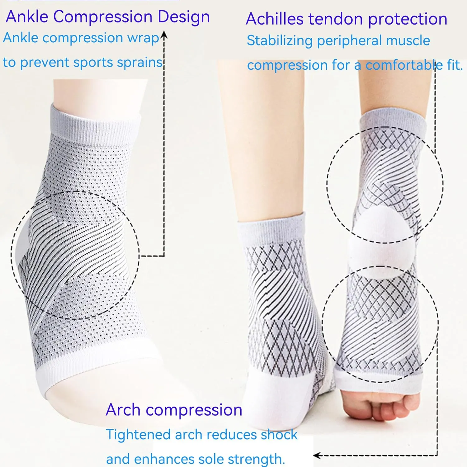 3Pairs Upgrade Neuropathy Socks for Men Women - 20-30 mmHg Soothe Relief Compression Socks - Open Toe Elastic Sock