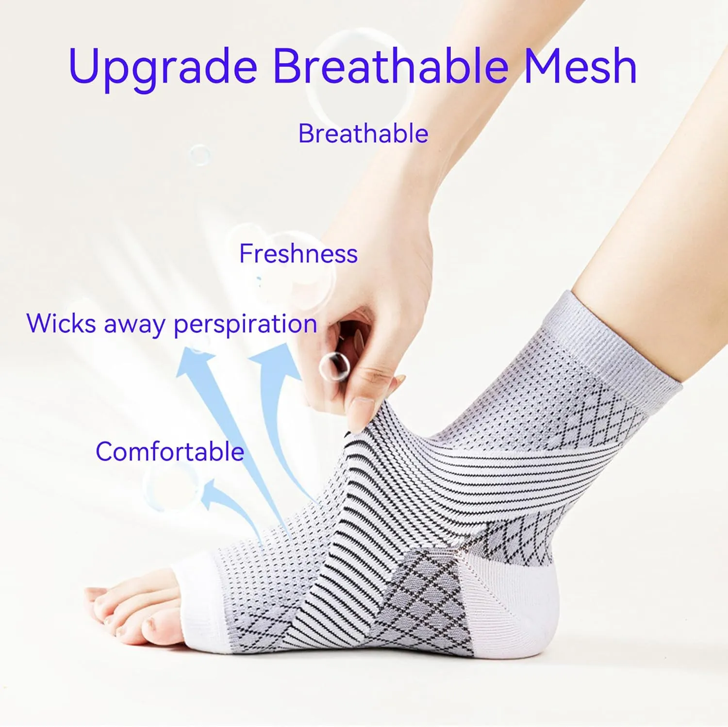 3Pairs Upgrade Neuropathy Socks for Men Women - 20-30 mmHg Soothe Relief Compression Socks - Open Toe Elastic Sock