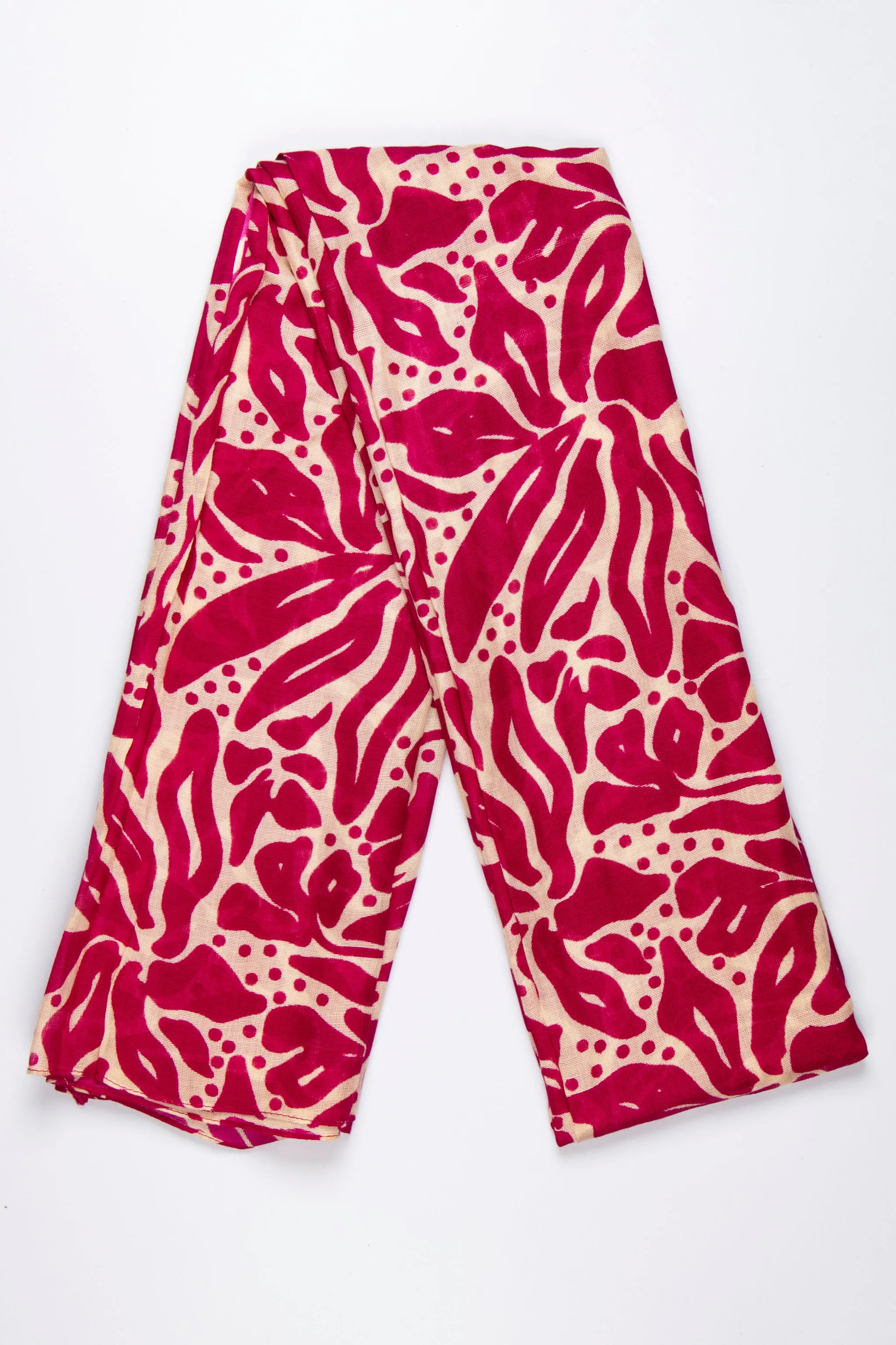 Allie Lightweight Scarf - Fuchsia/Cream, Floral