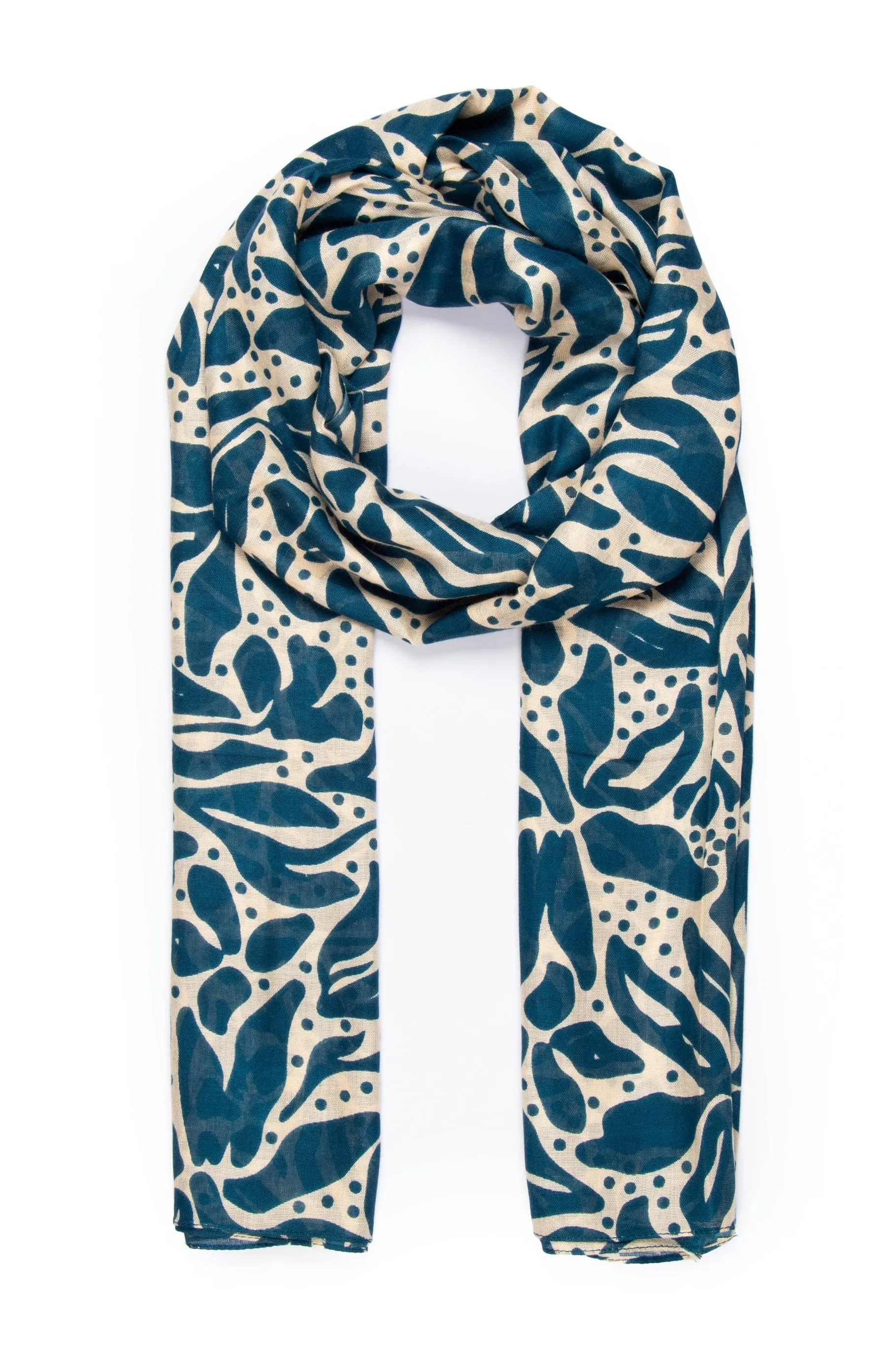 Allie Lightweight Scarf - Teal/Cream, Floral