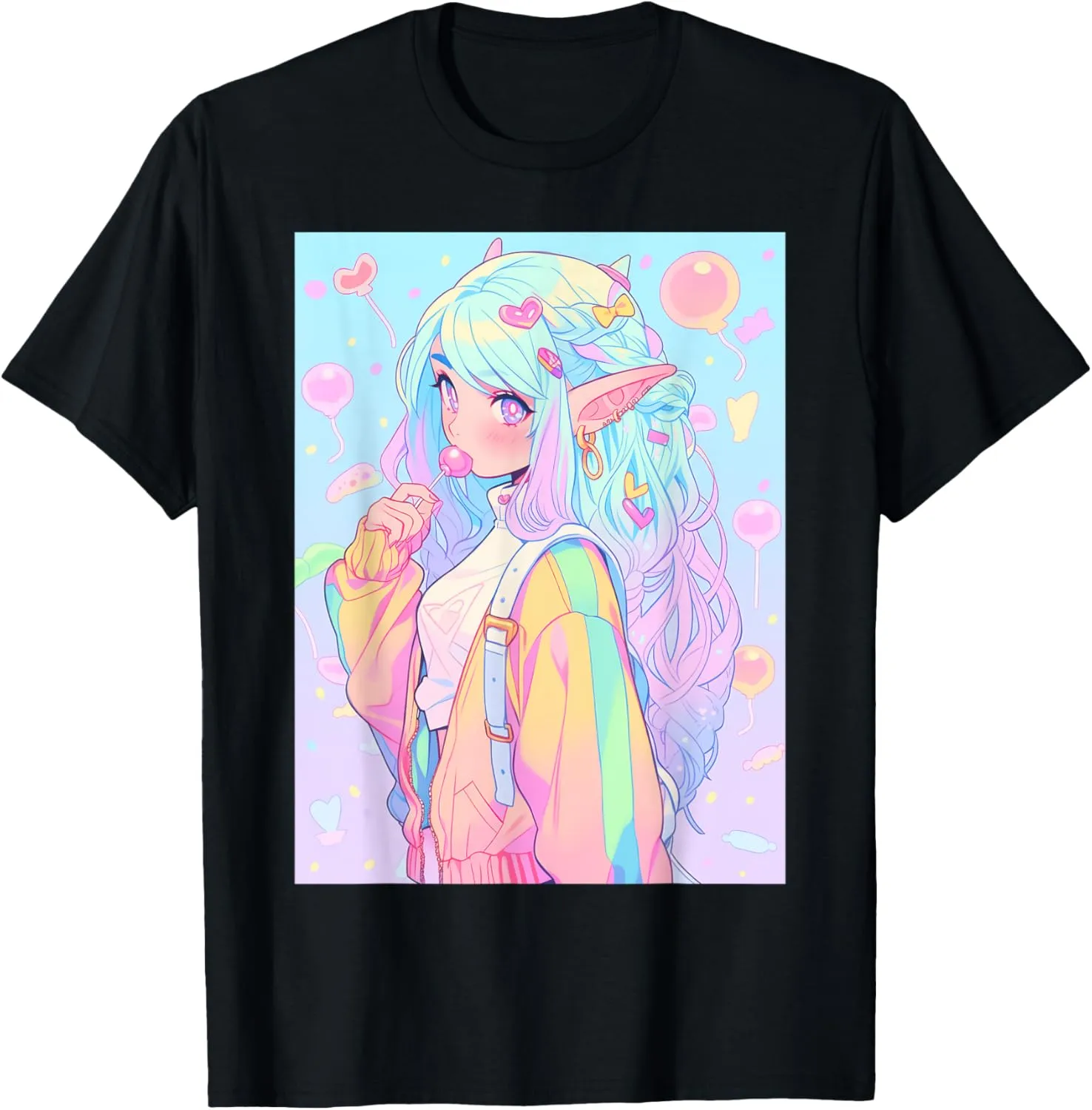 Anime Girl Pastel Kawaii Waifu Elves Girl T-Shirt
