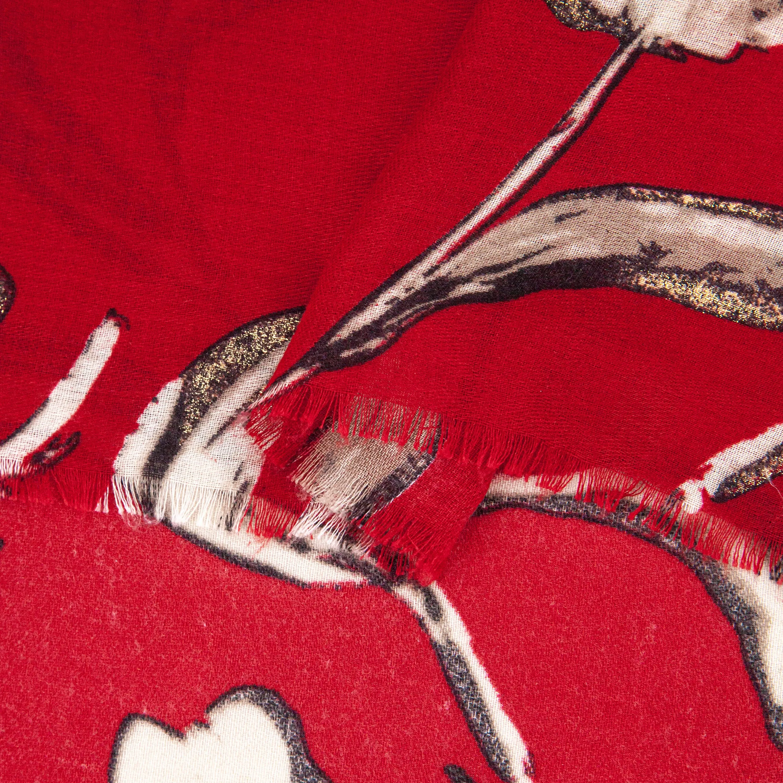 Ashley Lightweight Scarf - Red, Large Floral