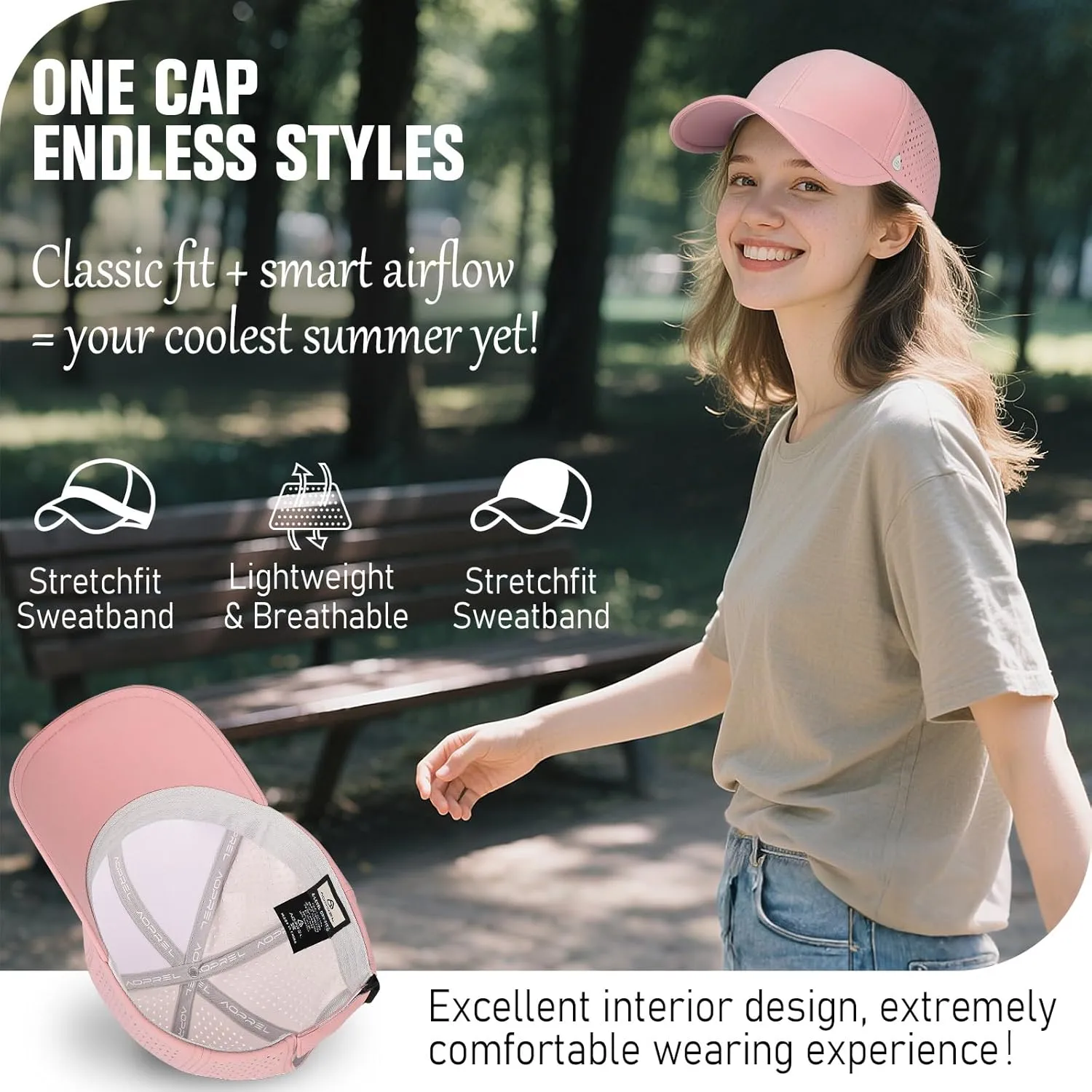 Baseball Cap Breathable Mesh Golf Hat Quick Dry Adjustable Baseball Hats for Men and Women Sport Running Workout
