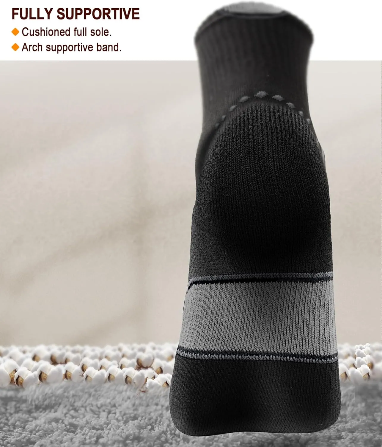 BULLIANT Men Running Socks, Athletic Crew Socks Compression Breathable for Men Sports Hiking Cushioned Footbed Arch Support