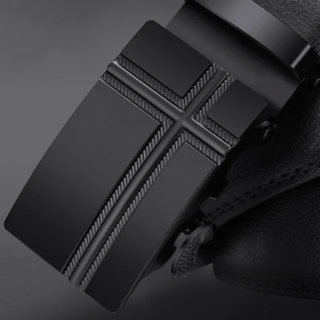 Business Lengthened Belts Fashion Men casual Automatic Buckle Minimalist Design Leather Belt Coffee Belts