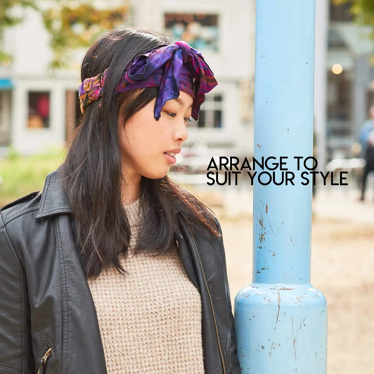 CHARM Tie-Dye Womens & Mens Workout Headband, Hand-dyed Elastic Hippie Tie Sweatband for Sports & Fashion C