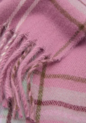 Check scarf with fringed ends - Light/pastel Purple