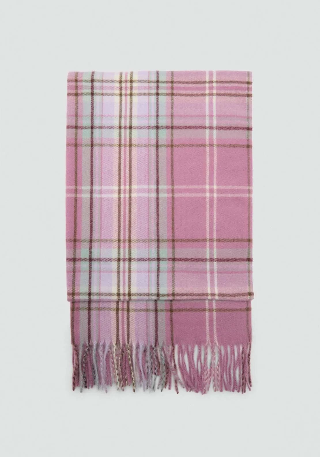 Check scarf with fringed ends - Light/pastel Purple