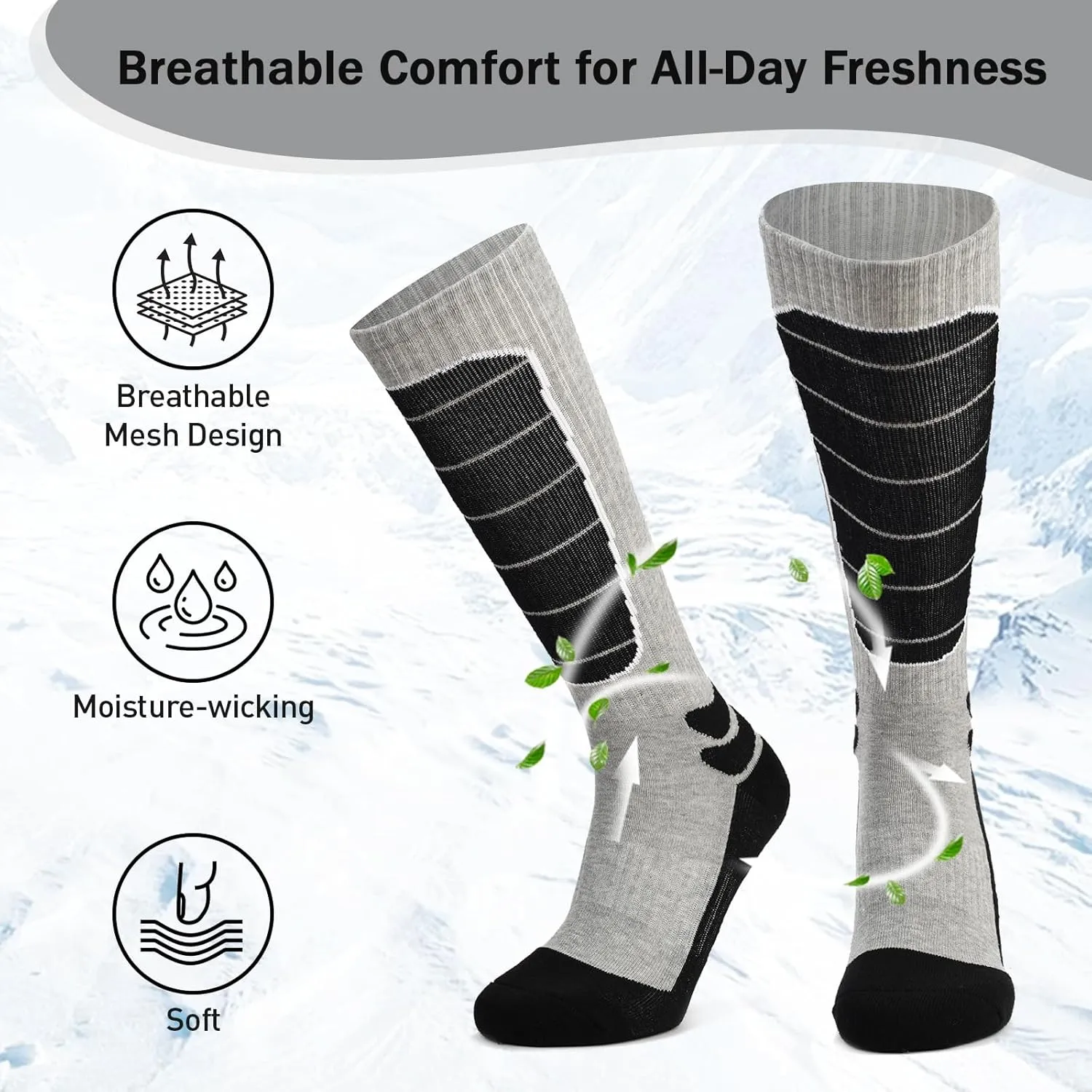 Compression Socks for Men Women 8-15mmHg Running Hiking Athletic Socks for Baseball Softball Football 3 Pairs