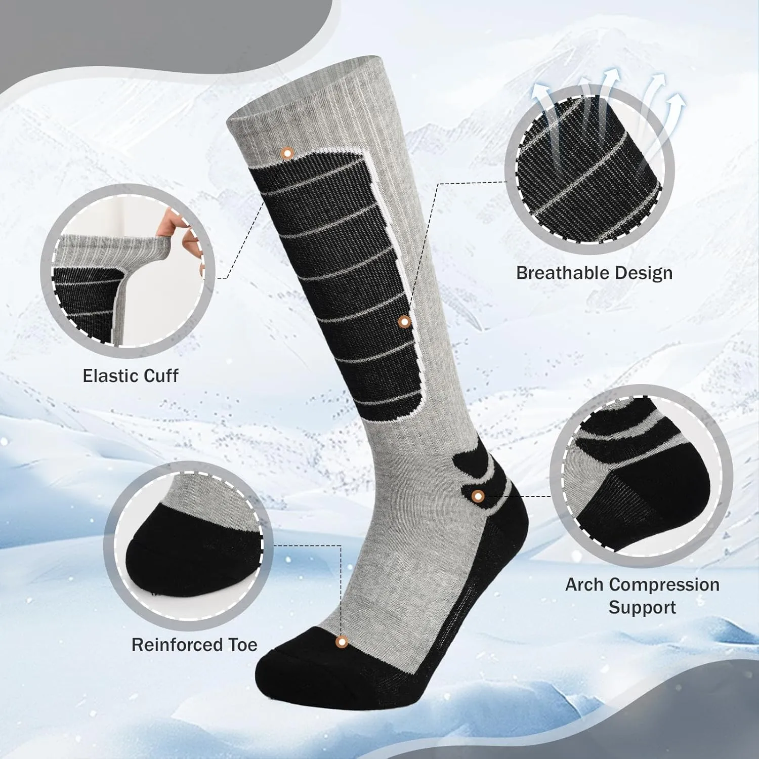 Compression Socks for Men Women 8-15mmHg Running Hiking Athletic Socks for Baseball Softball Football 3 Pairs
