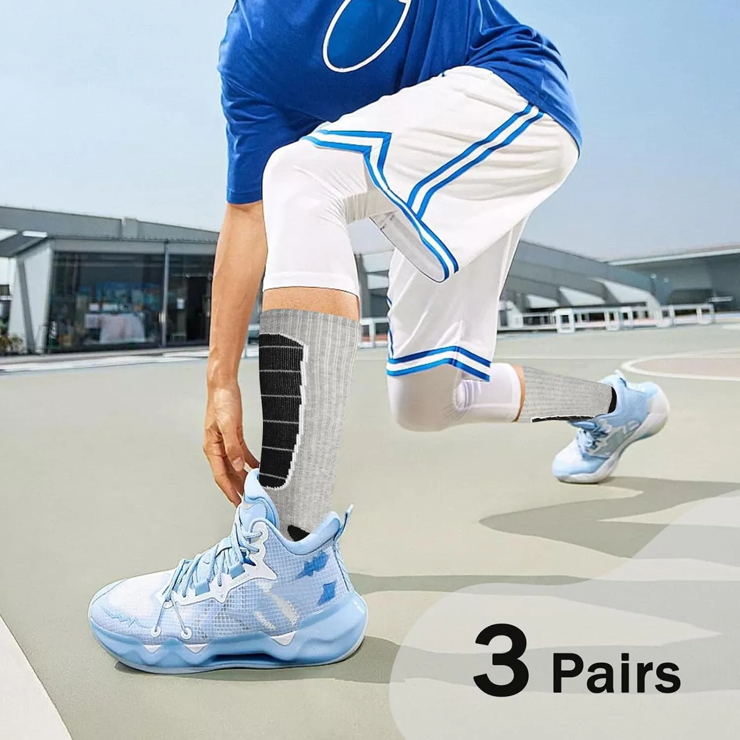 Compression Socks for Men Women 8-15mmHg Running Hiking Athletic Socks for Baseball Softball Football 3 Pairs