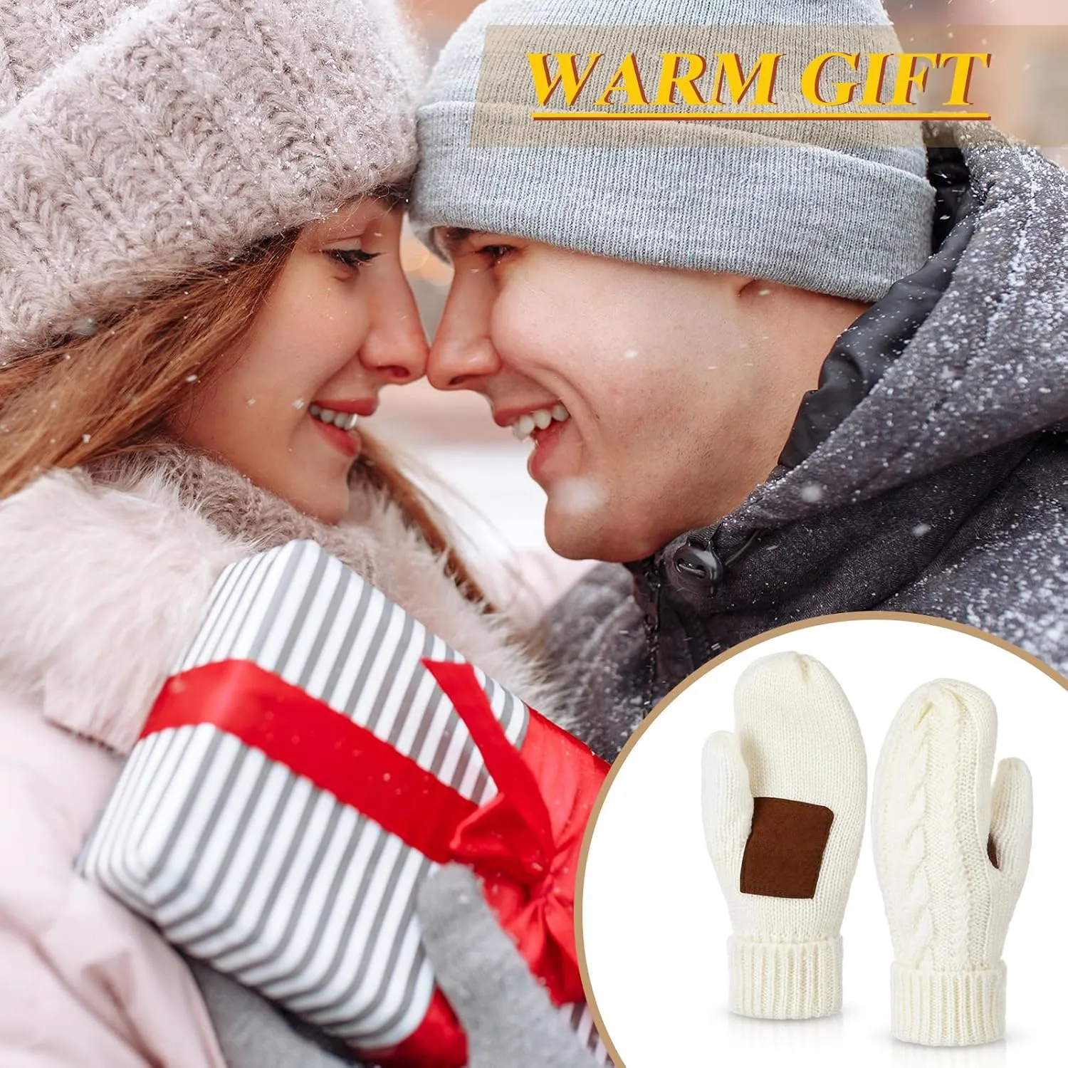 Coume Women Mittens Winter Gloves Cozy Thick Knitted Gloves Warm Soft Lining Cold Weather Mittens Gifts