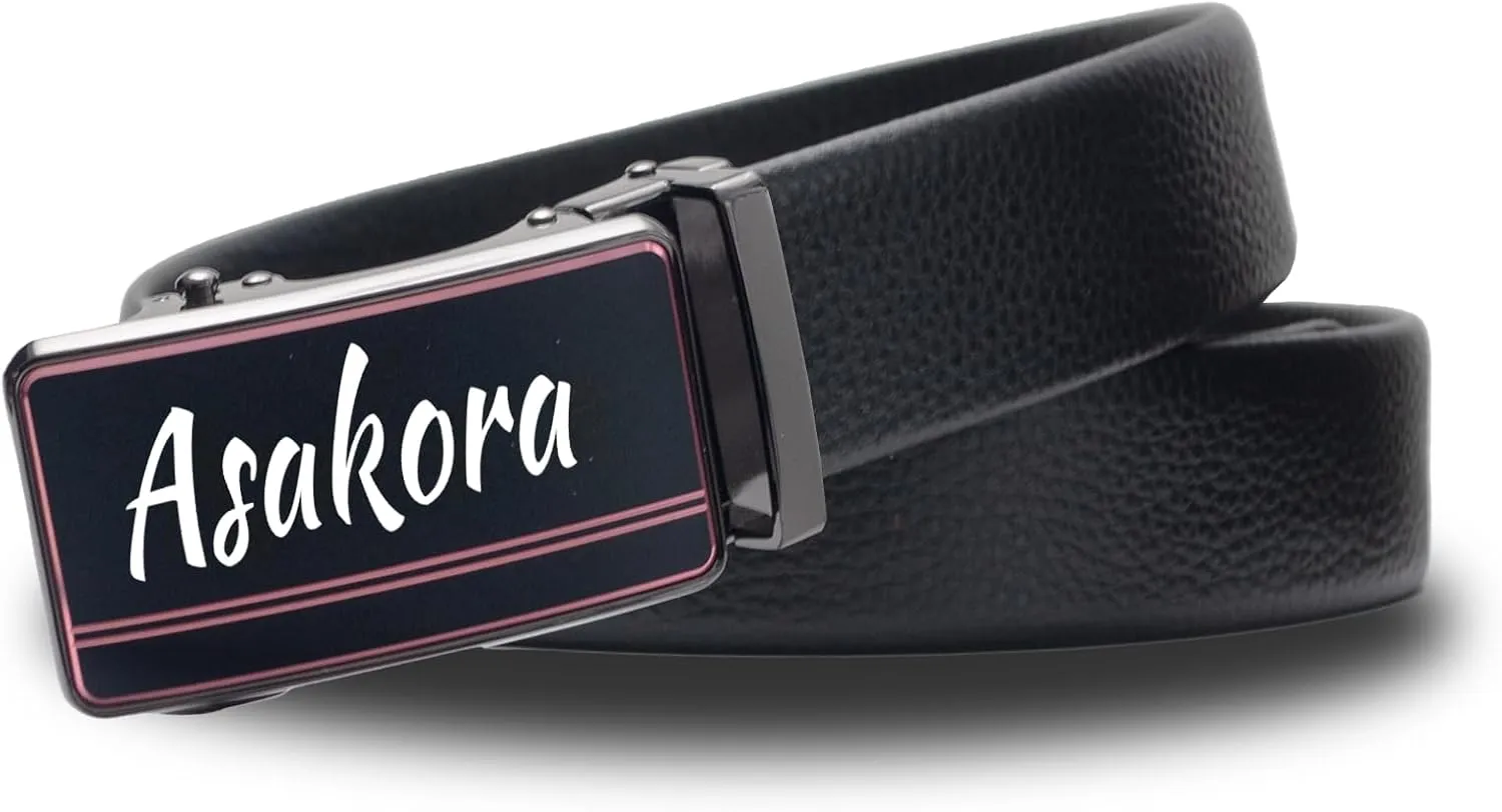 Custom Men's Belt,Personalized Engraved Name 1 3/8" Leather Ratchet Dress Belt,Customizable Fit,Elegant Gift Box