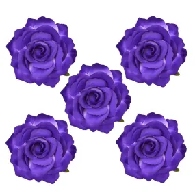 DRESHOW 5 Pcs Rose Hair Clip Flower Bridal Hair Pins Rose Brooch Floral Clips Head Ornament Wedding Hair Accessories Flamenco Dancer Hair Clip for Women Girls