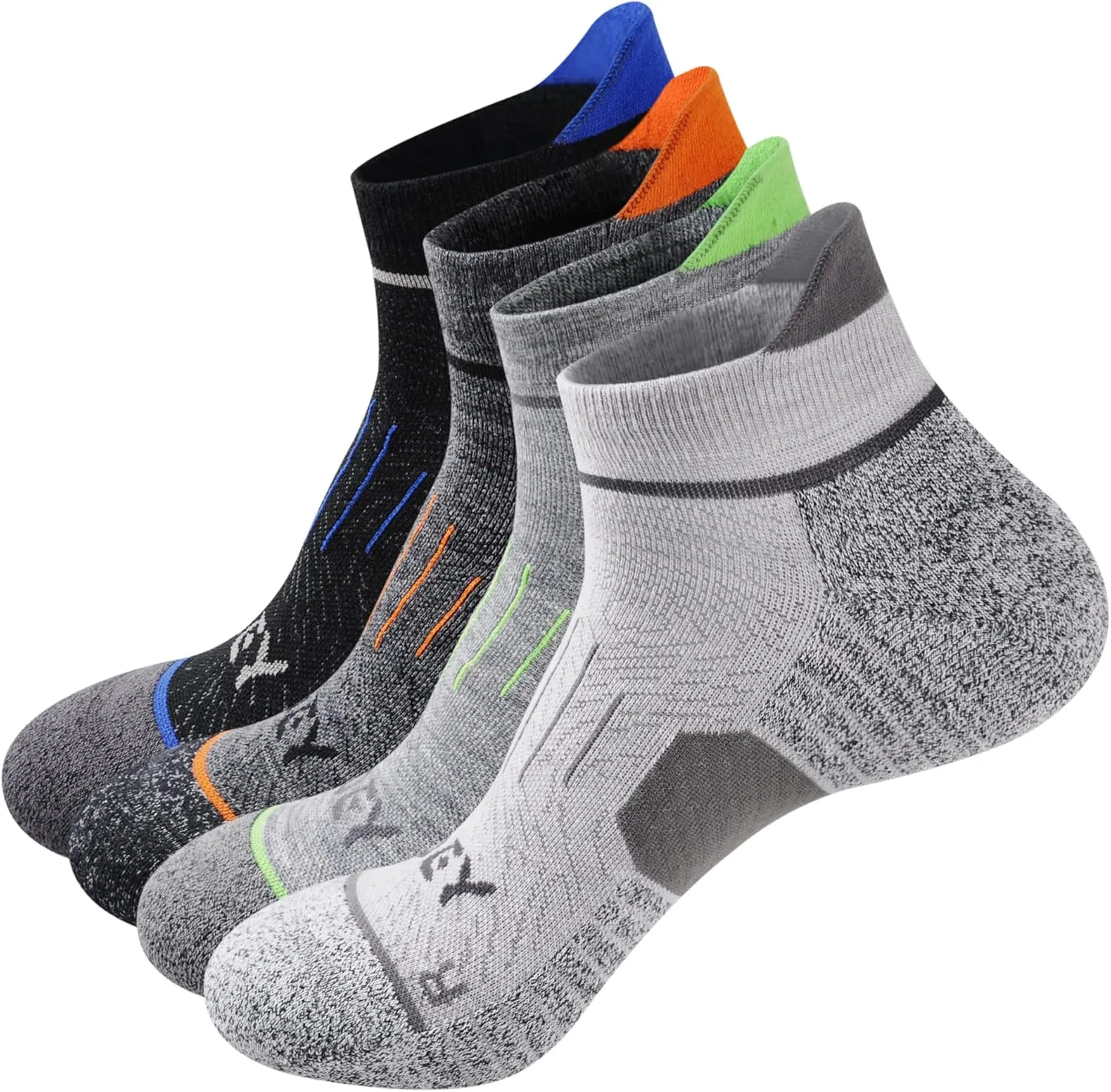 ECOEY Light Weight Merino Wool Athletic Running Socks for Men and Women 4 Pairs