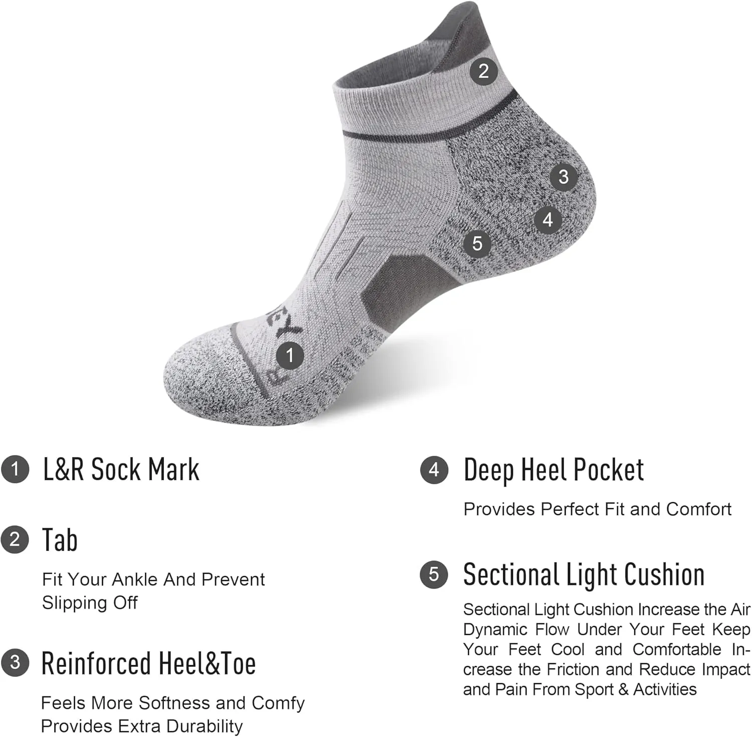 ECOEY Light Weight Merino Wool Athletic Running Socks for Men and Women 4 Pairs