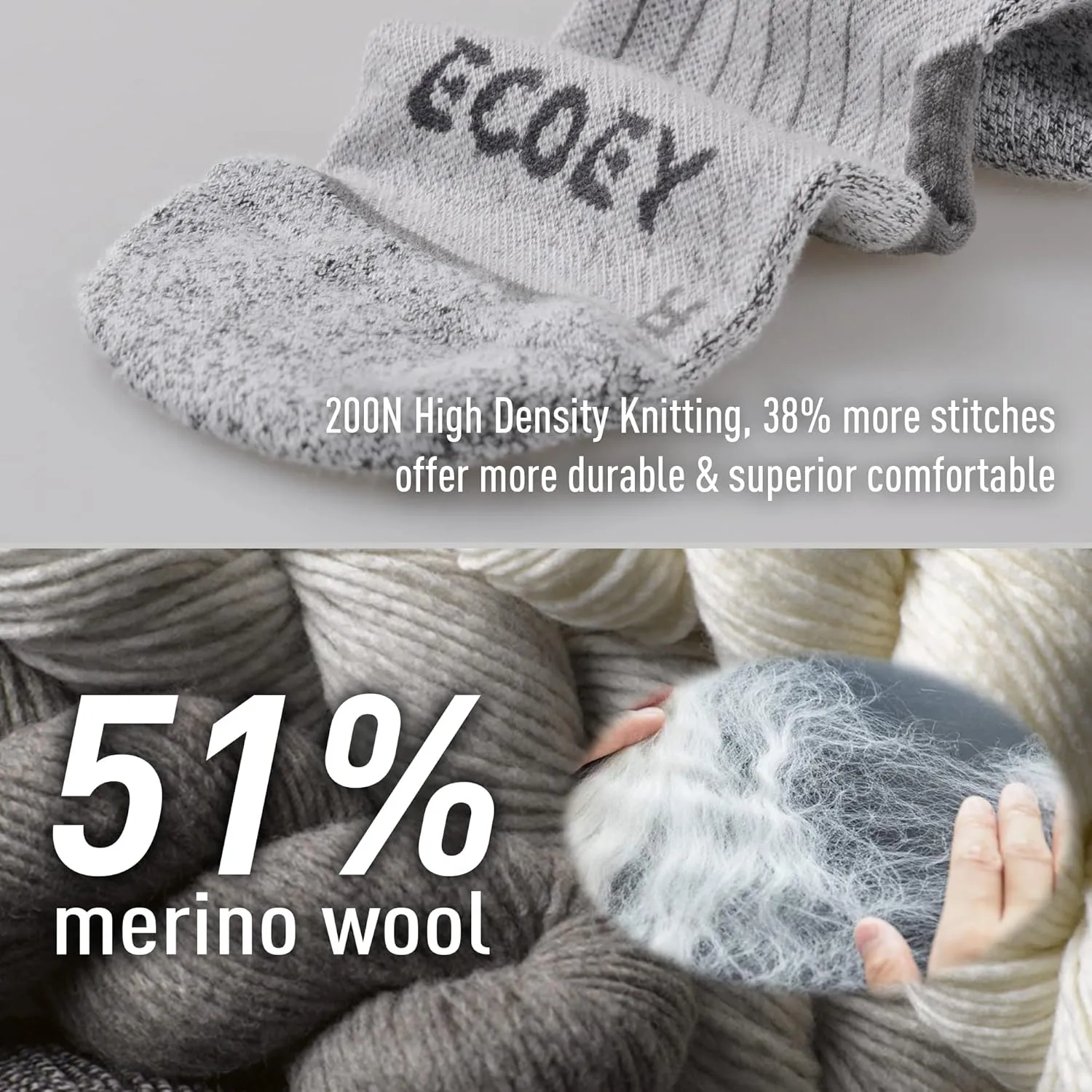 ECOEY Light Weight Merino Wool Athletic Running Socks for Men and Women 4 Pairs