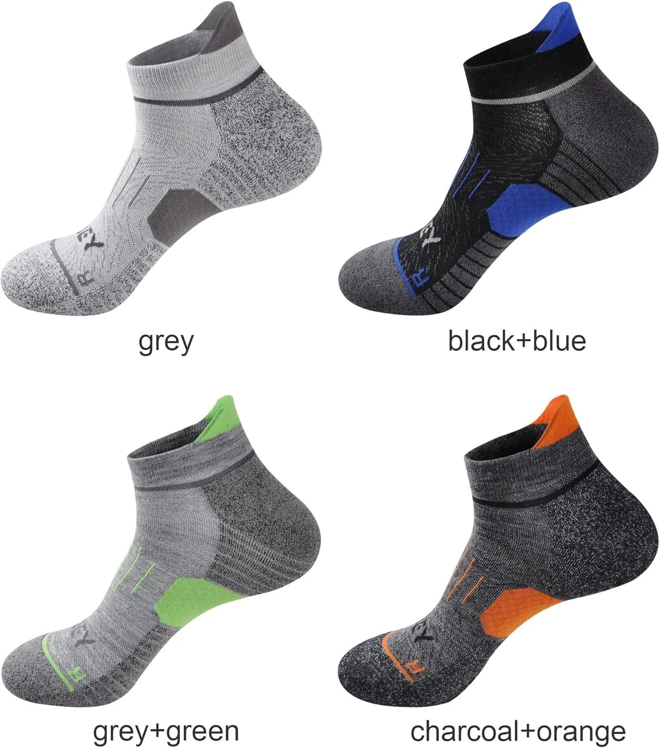 ECOEY Light Weight Merino Wool Athletic Running Socks for Men and Women 4 Pairs