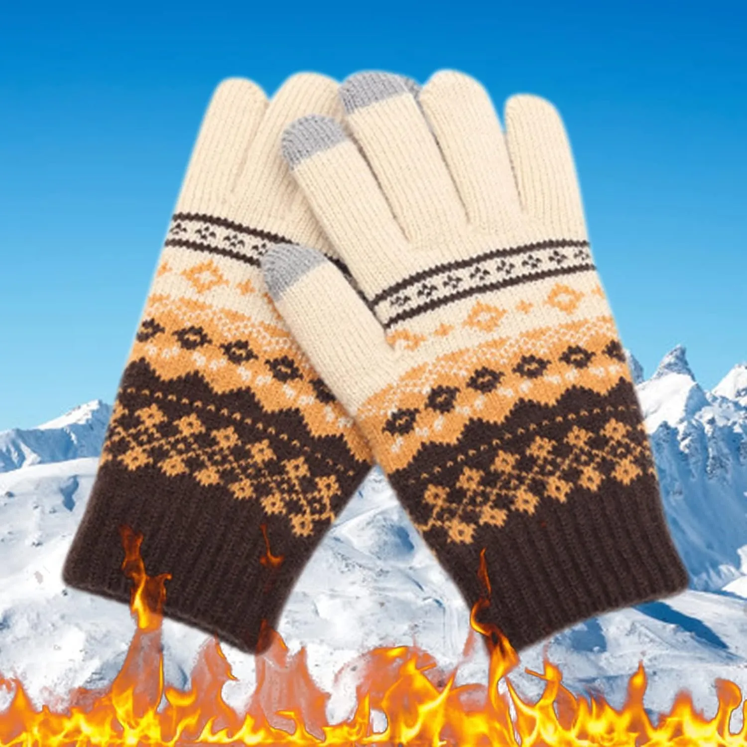 FUDERU Winter Touchscreen Gloves for Women, Women's Warm Driving Gloves Thermal Knit Soft Lined Texting Gloves