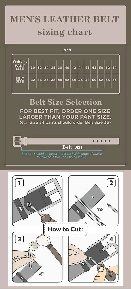 Full Grain Leather Belts for Men,Italian Solid Leather Belts Men, Men's Genuine Leather Belts, Casual Jeans Men Belts