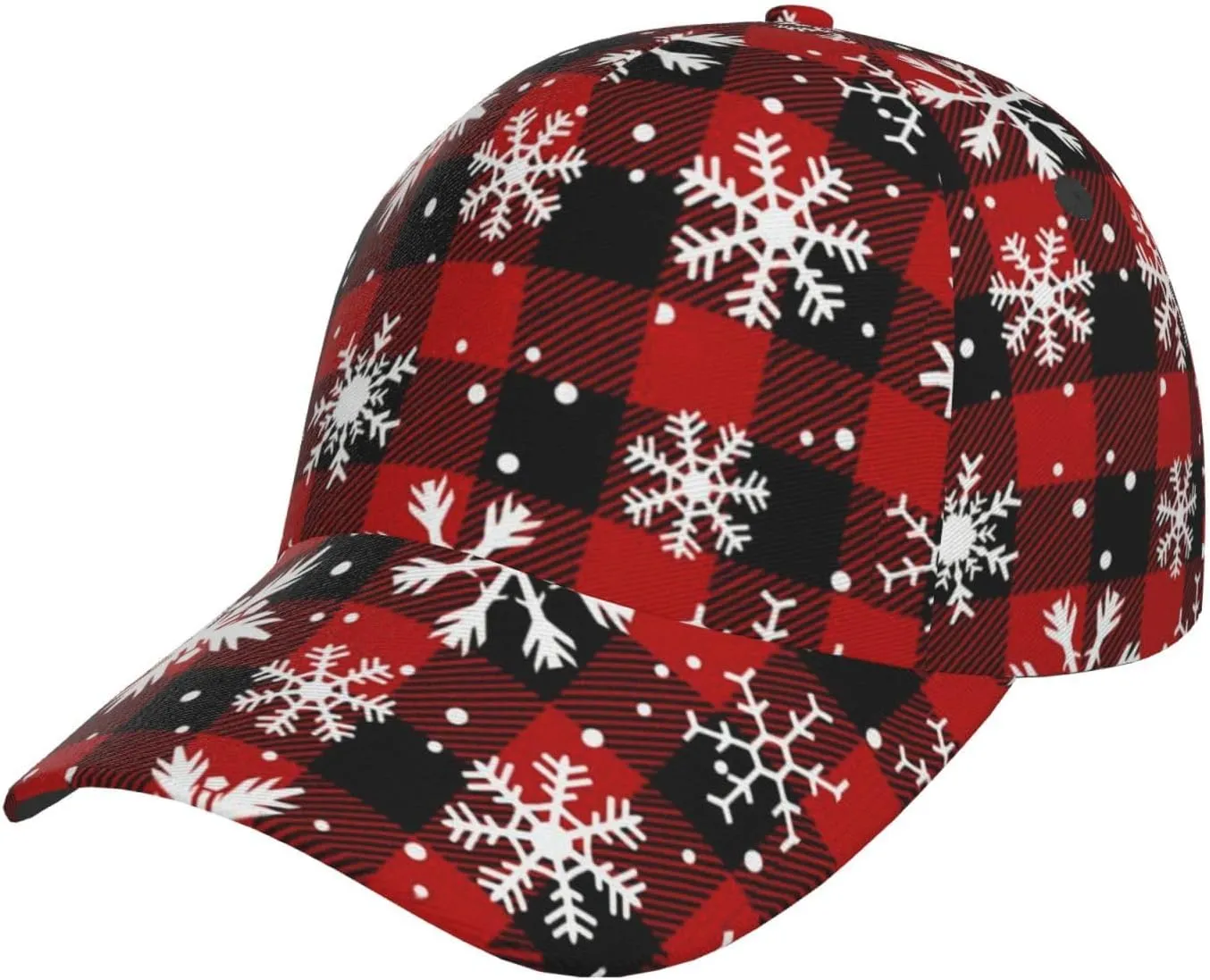 Funny Christmas Baseball Cap Adjustable Hat Xmas Snowflake Red Plaid Sun Cap for Men Women
