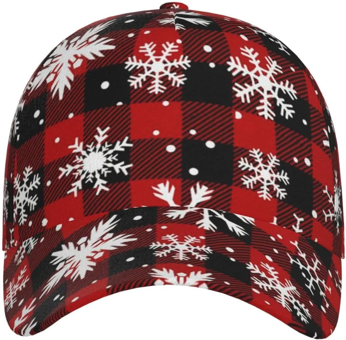 Funny Christmas Baseball Cap Adjustable Hat Xmas Snowflake Red Plaid Sun Cap for Men Women