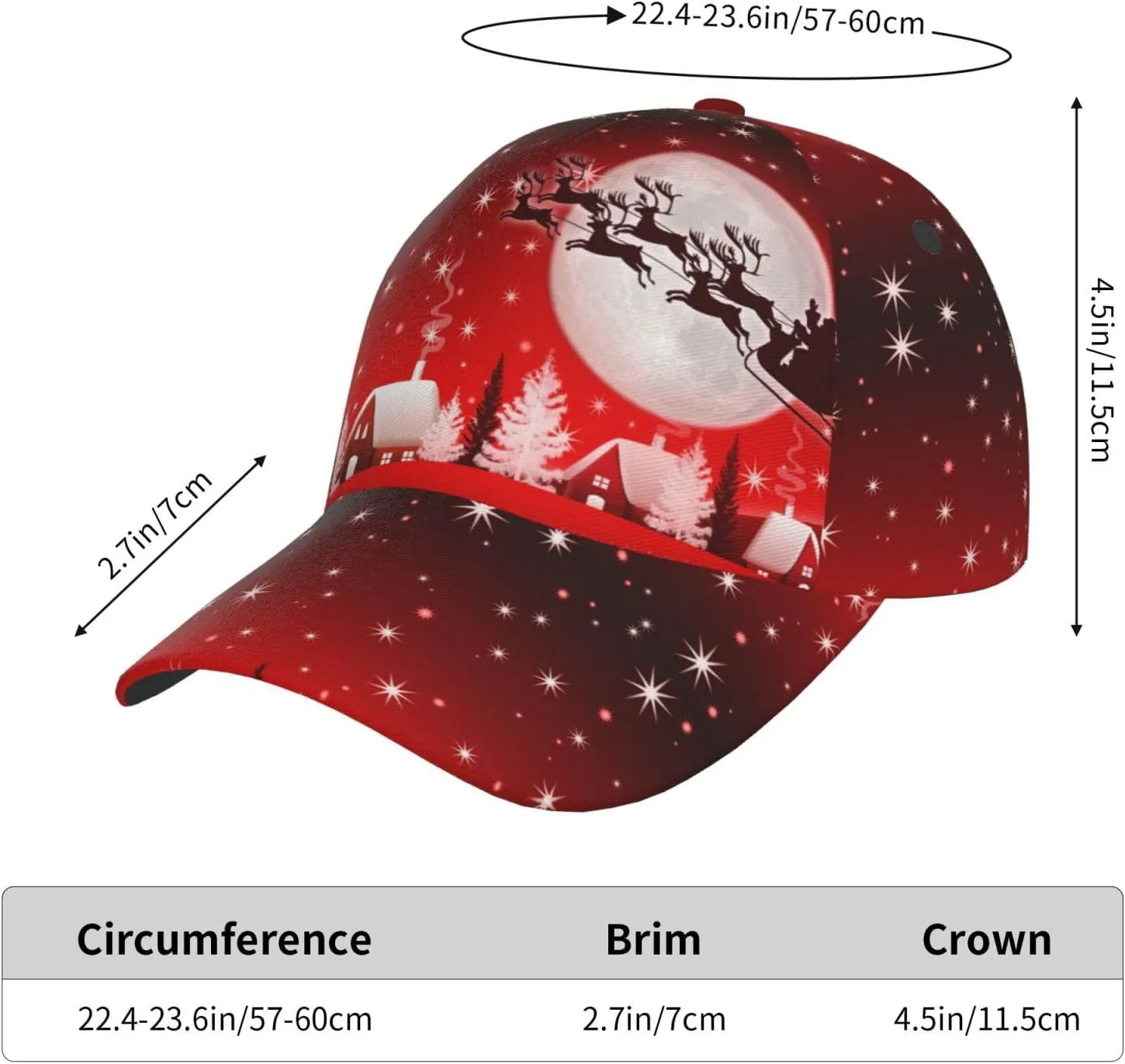 Funny Christmas Baseball Cap Adjustable Hat Xmas Snowflake Red Plaid Sun Cap for Men Women