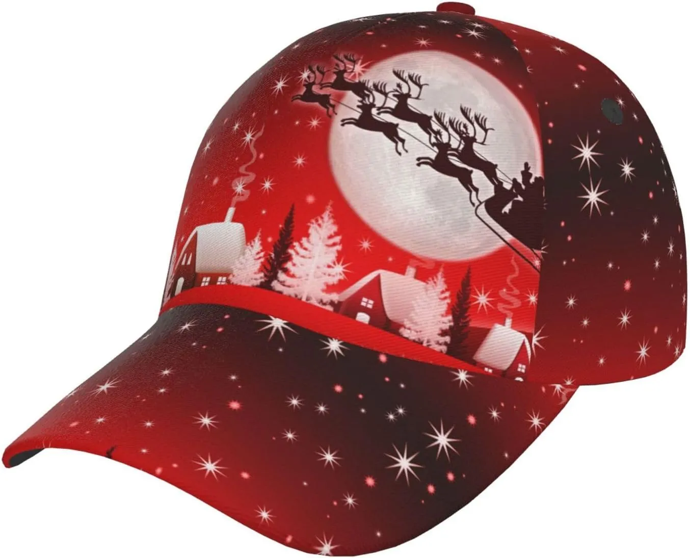 Funny Christmas Baseball Cap Adjustable Hat Xmas Snowflake Red Plaid Sun Cap for Men Women