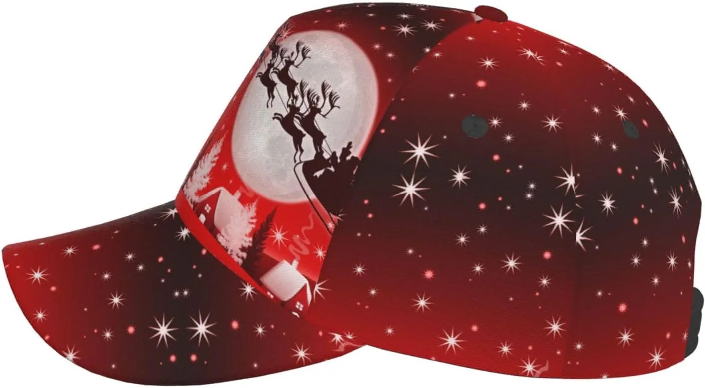 Funny Christmas Baseball Cap Adjustable Hat Xmas Snowflake Red Plaid Sun Cap for Men Women