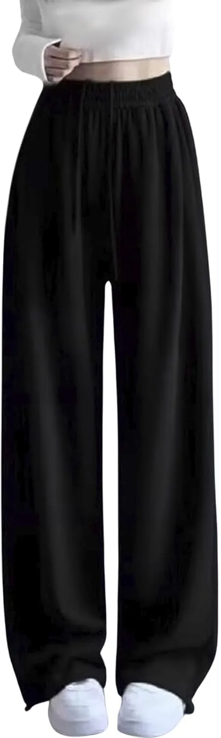 Girls Oversized Wide Leg Sweatpants Drawstring Kids Baggy Straight Leg Track Pants Casual Plain with Pockets