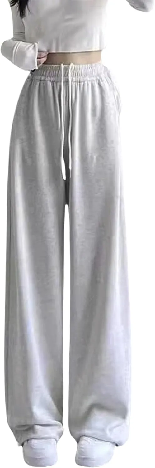 Girls Oversized Wide Leg Sweatpants Drawstring Kids Baggy Straight Leg Track Pants Casual Plain with Pockets