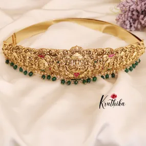 Grand Lakshmi green beads hip belt V164