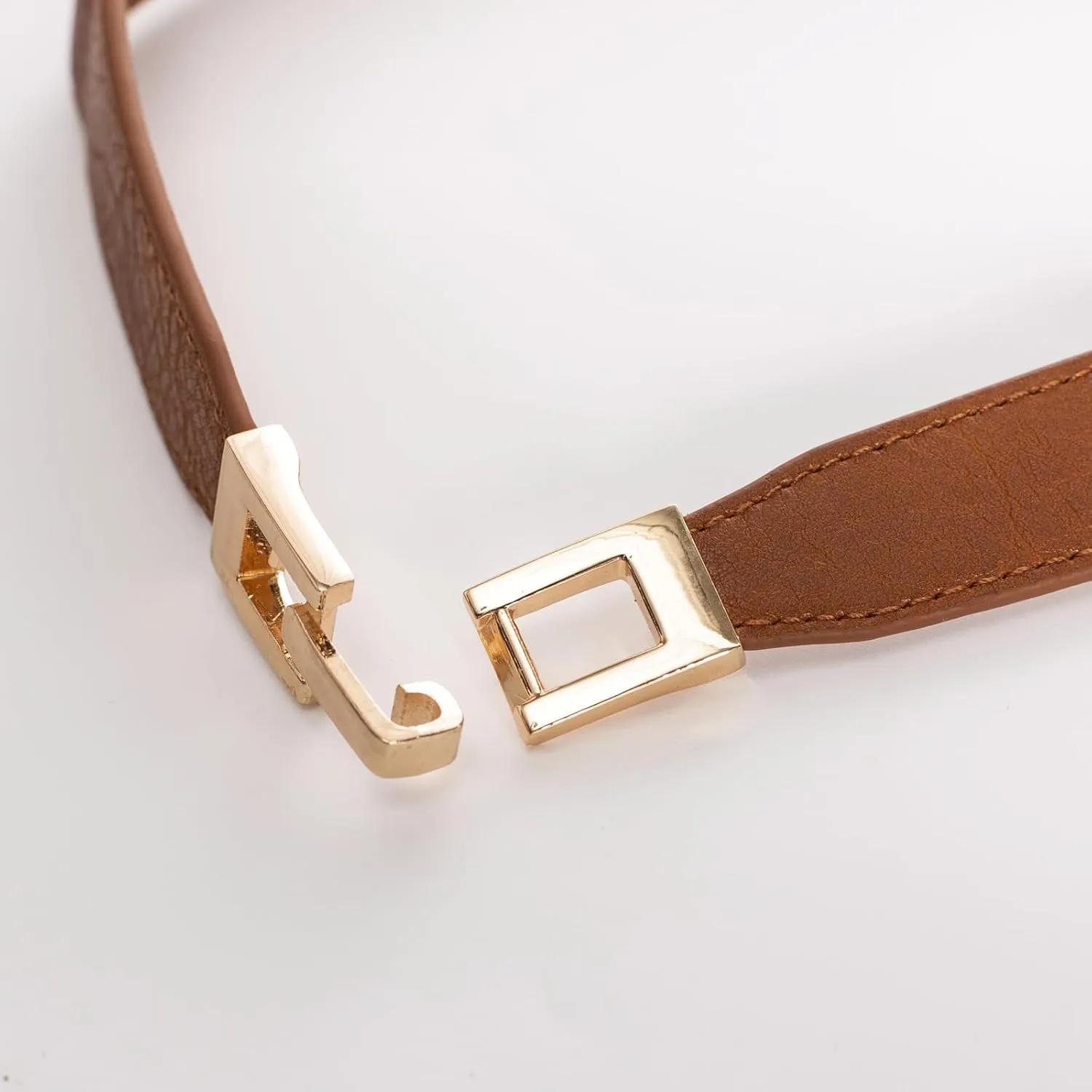 Hanna Nikole Skinny Elastic Belt for Women Retro Stretchy Belts Metal Buckle Thin Waist Belt for Dress Jeans