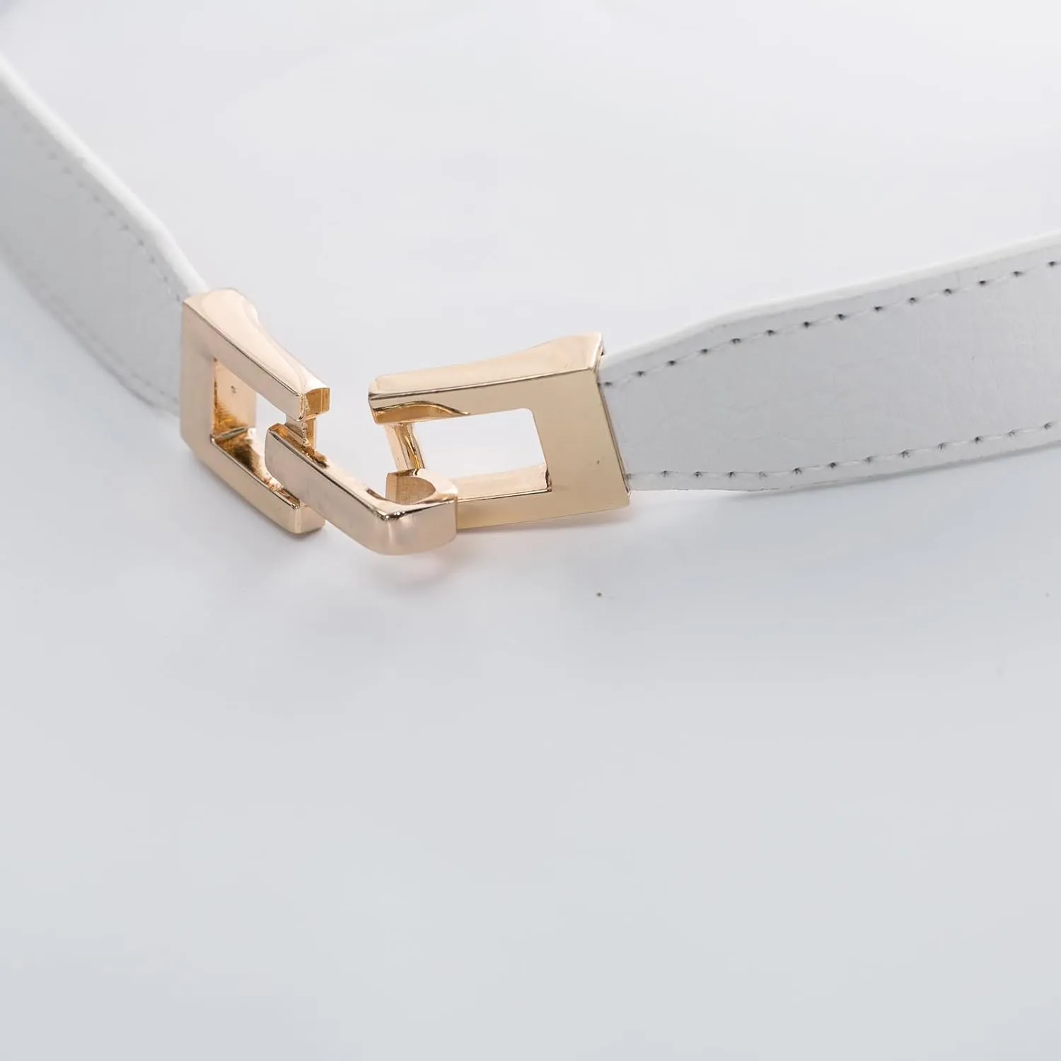 Hanna Nikole Skinny Elastic Belt for Women Retro Stretchy Belts Metal Buckle Thin Waist Belt for Dress Jeans