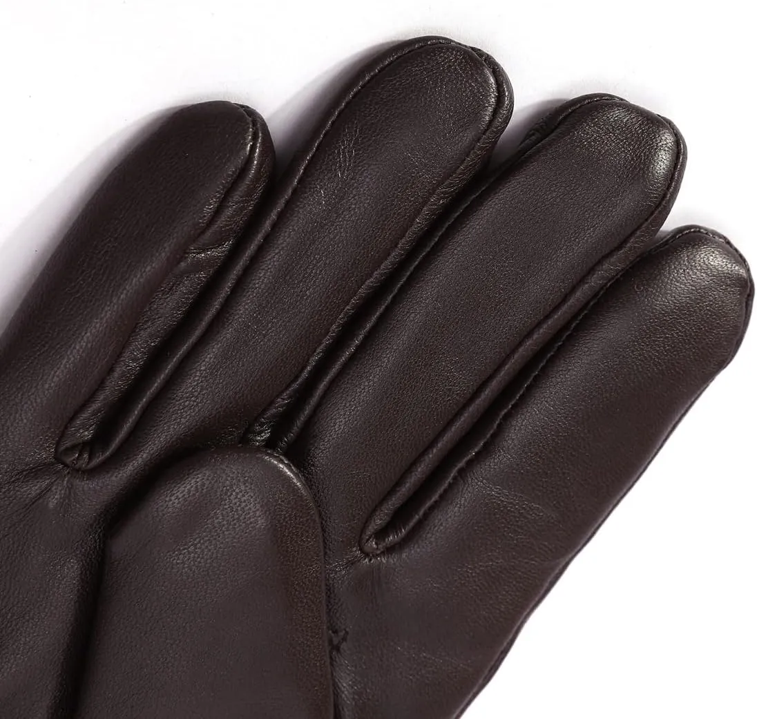 Harssidanzar Leather Gloves for Men,Winter Rabbit Fur Lined Soft Genuine Leather Gloves KM047US