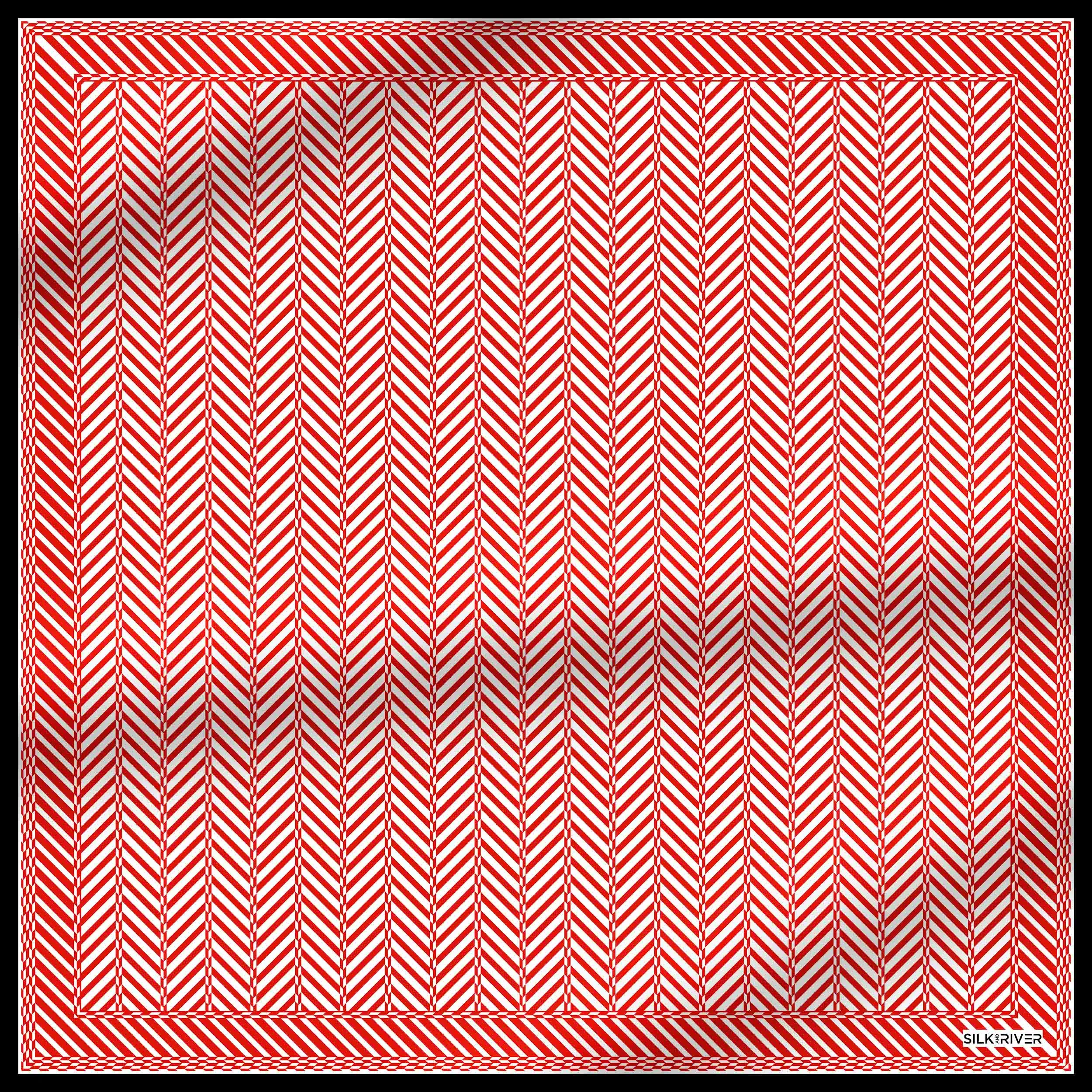 HERRINGBONE WHITE-RED