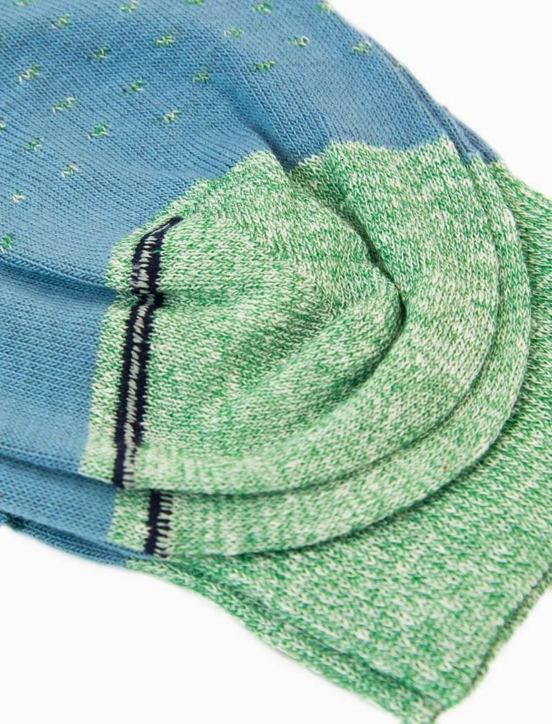 Light Blue Fair Isle Linen & Organic Cotton Socks