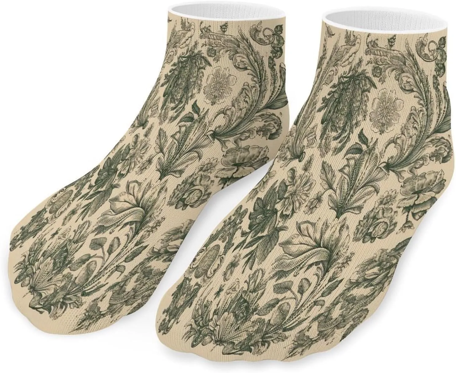 Light Green And Beige Socks Low Cut Ankle Short Sock Novelty Casual Invisible Liner Socks for Men Women