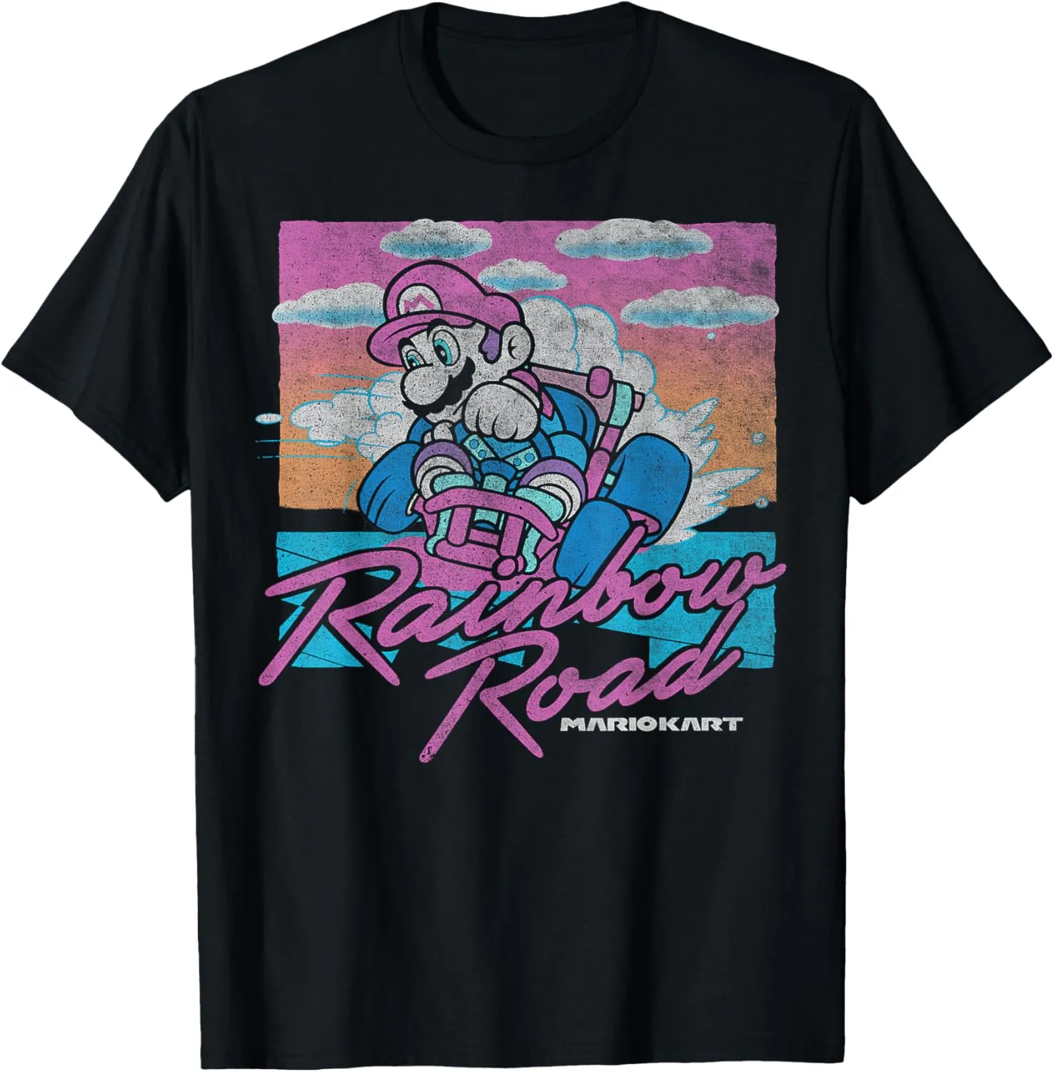 Mario Kart Mario Rainbow Road Pastel Poster T-Shirt