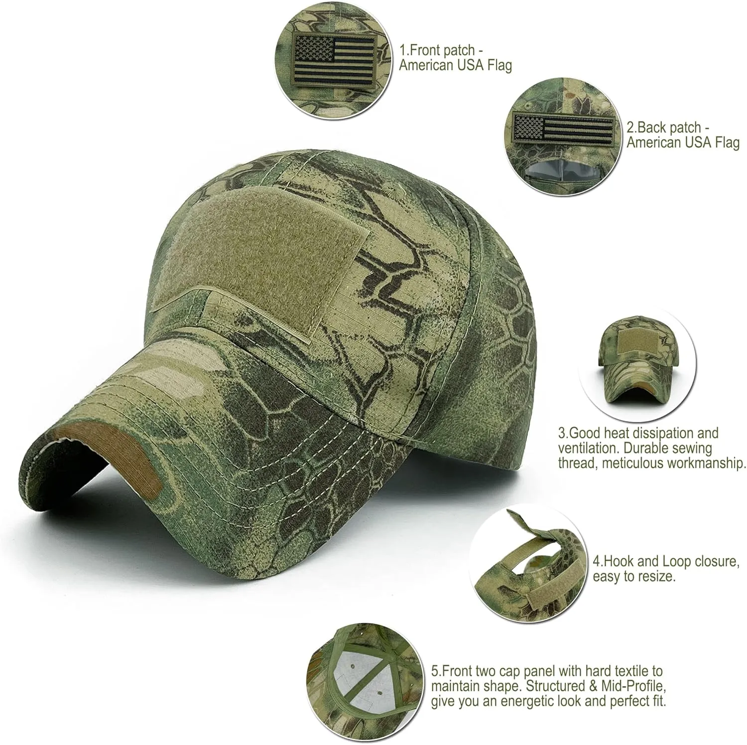 Men American Flag Patch Tactical Camo Baseball Cap Women USA Flag Military Army Patriotic Operator Camouflage Hat