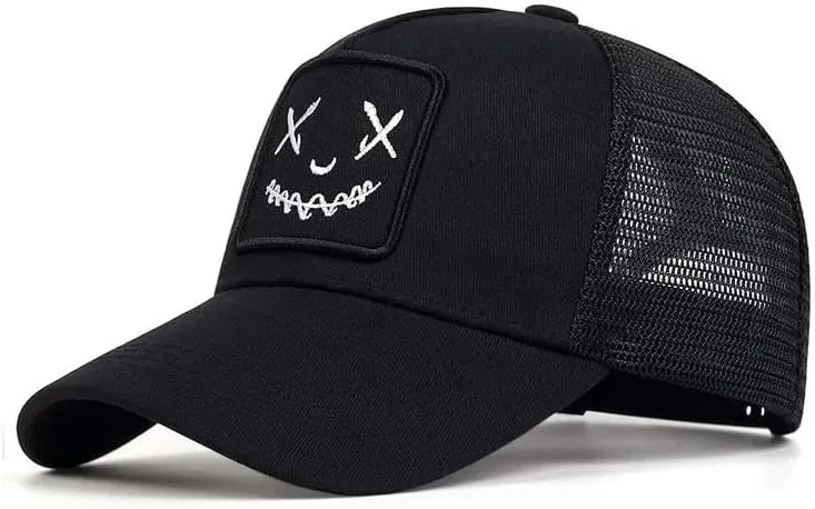 Men Women Face Embroidery Baseball Caps Cotton Adjustable Snapback Hats Hip Hop Mesh Cap Sun Hat