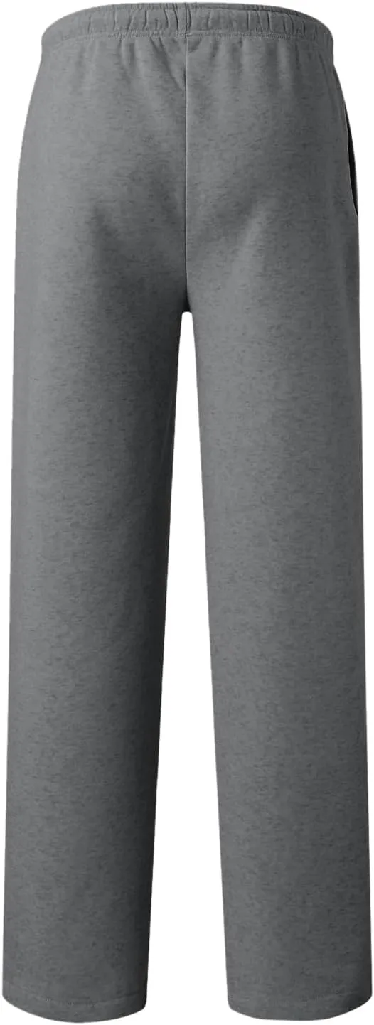 Men's Fleece Lined Sweatpants Wide Free Straight Leg Jogging Pants Workout High Waist Yoga Pants with Pockets