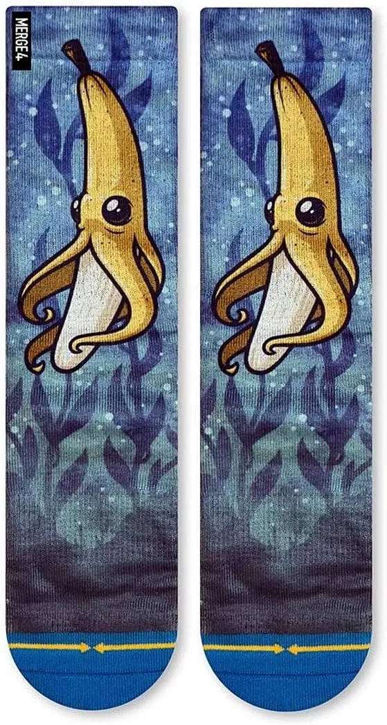 MERGE4 Chump Magic Cole Lemke Banana Lite Blue Yellow Unisex Artist Crew Sock