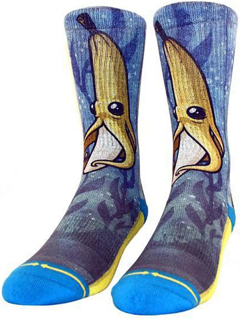 MERGE4 Chump Magic Cole Lemke Banana Lite Blue Yellow Unisex Artist Crew Sock