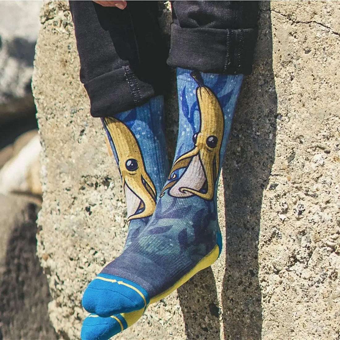 MERGE4 Chump Magic Cole Lemke Banana Lite Blue Yellow Unisex Artist Crew Sock