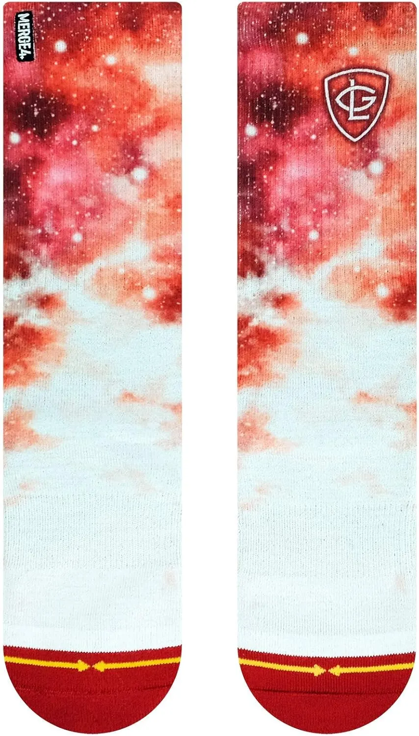 MERGE4 Greg Lutzka Crimson Sky Artist Crew Socks Red White Starry Galaxy