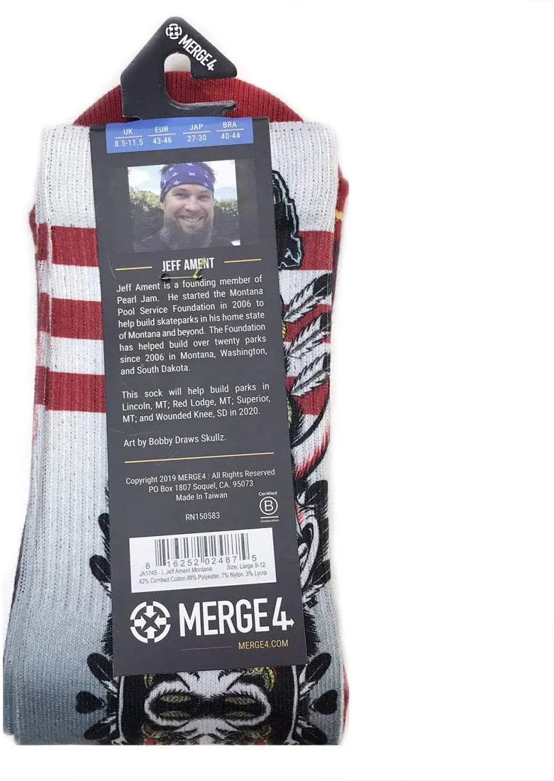 MERGE4 Jeff Ament M.P.S. Black Red Unisex Artist Crew Sock