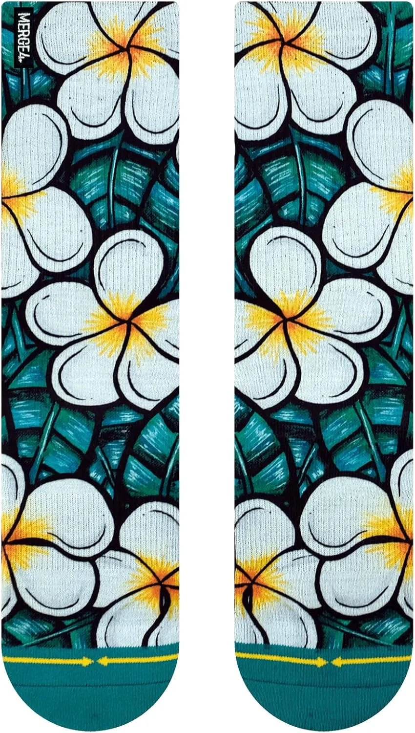 MERGE4 Kaia Myall Flower Green Unisex Artist Crew Sock