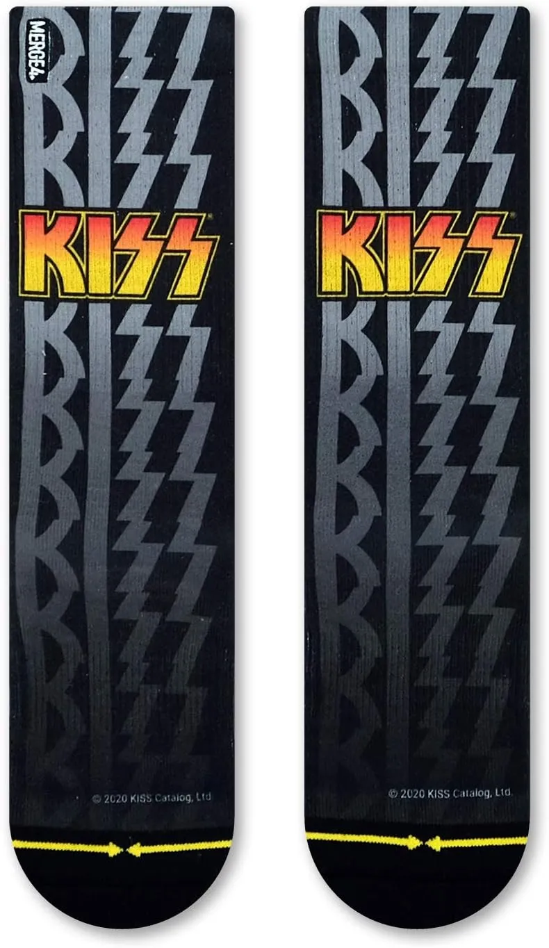 MERGE4 KISS Logo Collectable Large Crew Socks for Men and Women Black Red Band